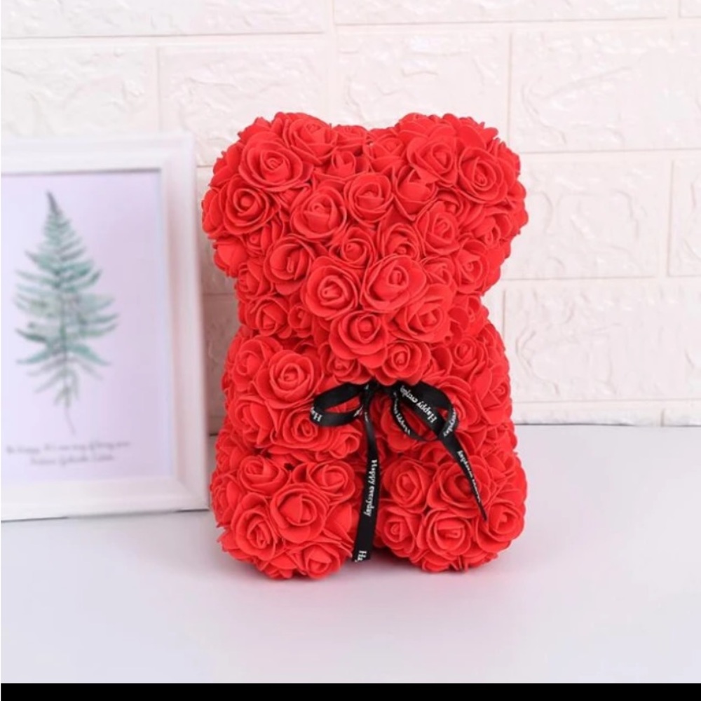 Red Rose Bear Artificial Flowers - NWOT - Valentine Anniversary Gift